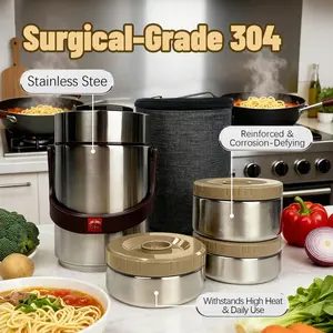67.63oz 304 Stainless Steel Vacuum Insulation Lunch Box with Insulated Bag Portable 3 Layer Insulated Lunch Compartment Vacuum Insulated Barrel Thermal Lunch Boxes Leakproof Insulated Lunchbox