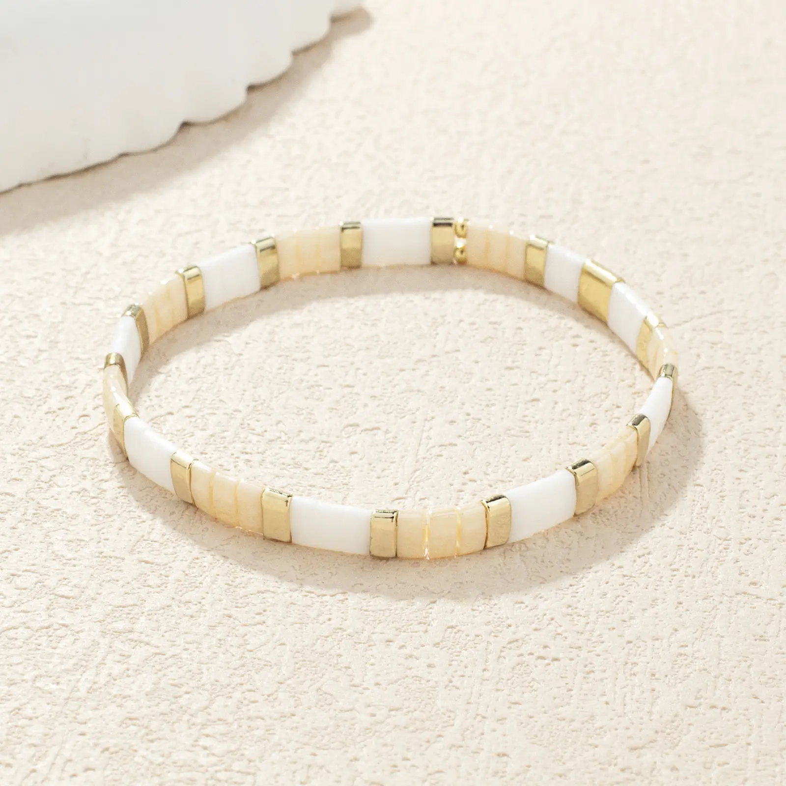 KELITCH New Miyuki Tila Beads Stretch Bracelets Stackable Friendship Bracelets Charm Jewelry 6.75 Inches Waterproof Lightweight Comfortable Ideal Gift