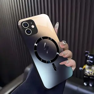 Luxury Ombre Gradient MagSafe Case – Futuristic Metallic Glossy Magnetic Cover for iPhone 12–975