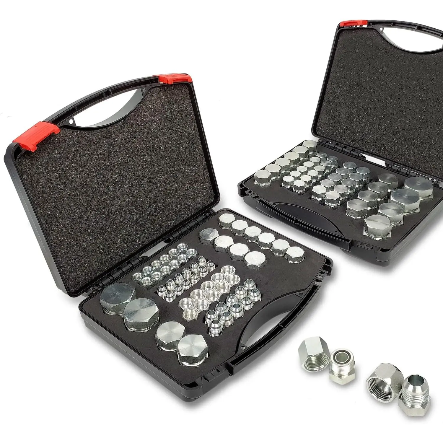 160 PC Industrial Multi-Size JIC & ORFS Master Hydraulic Cap and Plug Kit for Hose, Tube, Pipe Fittings with Precision Threading, 37° Dash Sizes 4,6,8,10,12,16