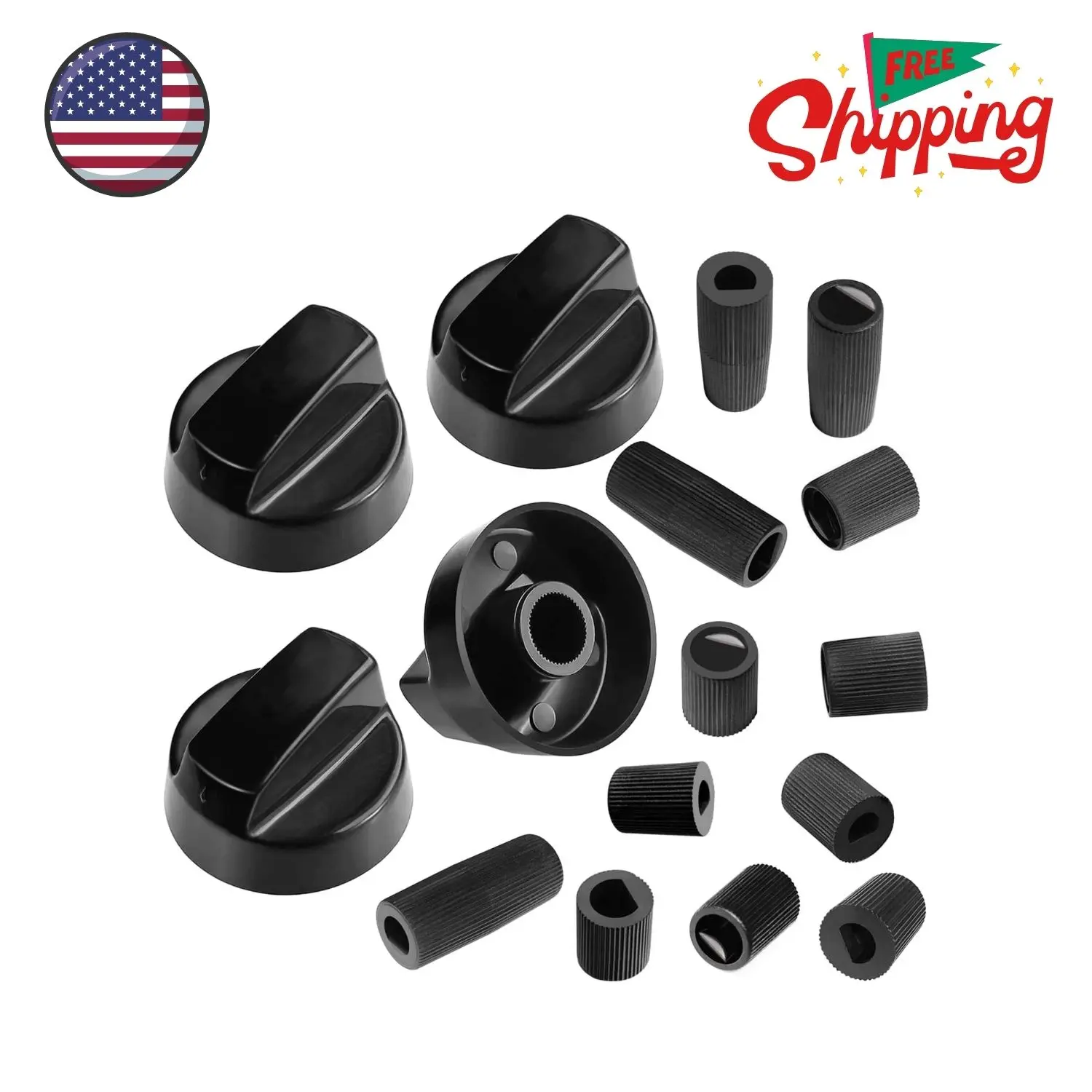 4 Pack Universal Control Knobs Replacement with 12 Adapter