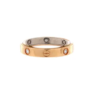 Pre-owned Cartier Love 6 Diamonds Double Ring 18K Rose Gold and 18K White Gold with Diamonds by Rebag