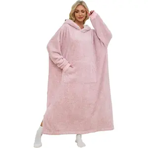 Snuggy Hooded Blanket for Adult, Wearable Blanket Hoodies for Women & Men Warm Cozy Sherpa Sweatshirt with Giant Pocket