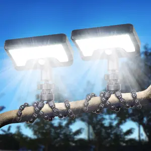 Solar Motion Lights Outdoor, 600LM RV Outdoor Lights with Flexible Tripod,USB & Solar Dual Charging, Motion Sensor RV Exterior Llight for Camper, Motorhome, Trailer, Camping Tent