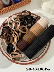 100Pcs Women All Match Black White Random Mixed High Elastic Hair Ties, Ponytail Holders, Versatile Hair Accessories, Elastic Hair Accessory, Scrunchies, Suitable for Daily Casual Party Commuting Vacation Face Washing Makeup Hair Styling