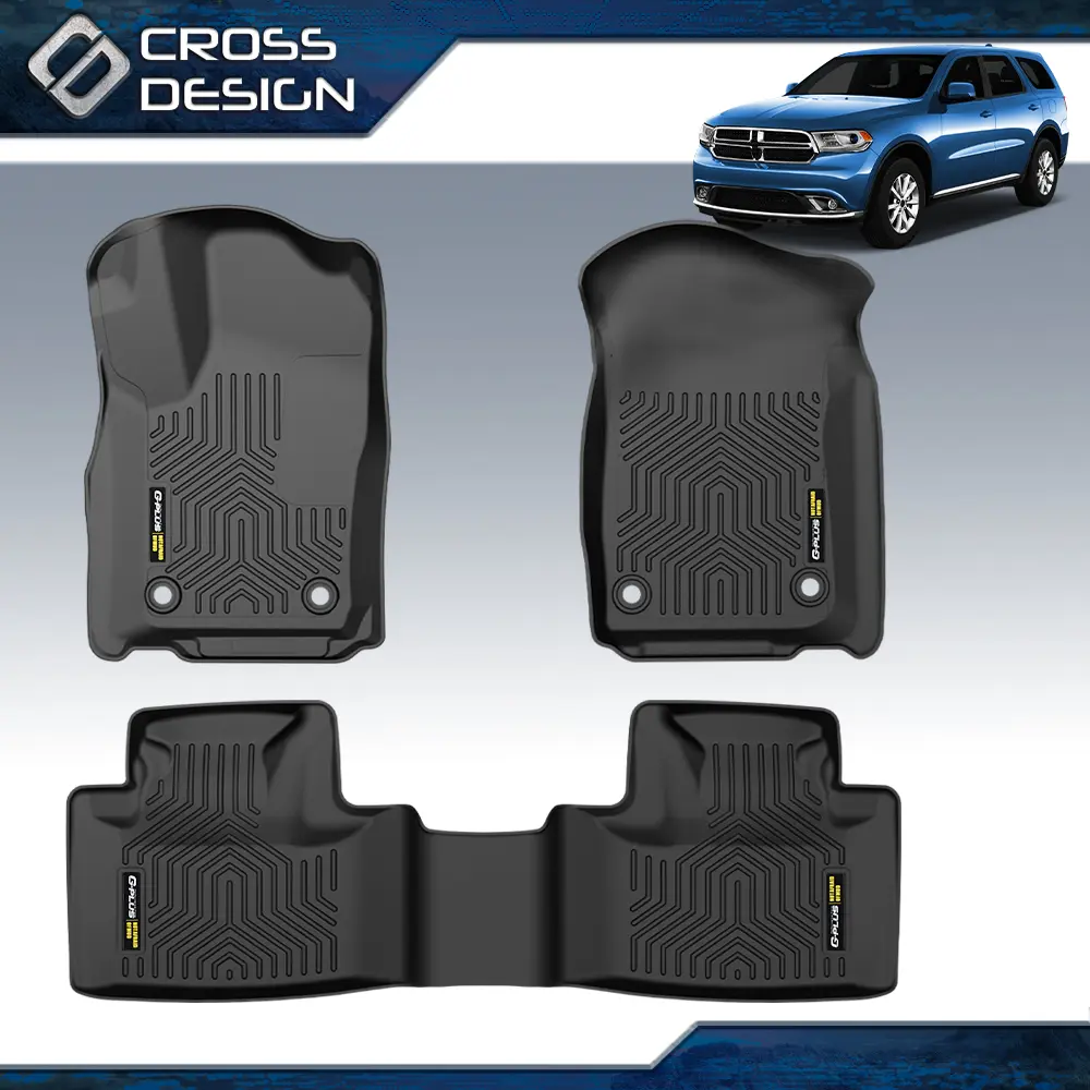 CROSSDESIGN TPE 3D Molded Deep-Tread All-Weather Car Floor  - 1 Set (2 x Front Floor Mats + 1 Rear) for 2016-2023 Dodge Durango, Cherokee, Auto Interior Accessories, Automotive Mats, Car , Vehicle Accessories, Floor Mats For Car, Car Foot Mats