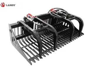 Landy Attachments 72" Light Duty Rock Grapple Bucket with Teeth for Skid Steer Attachment Quick Attach