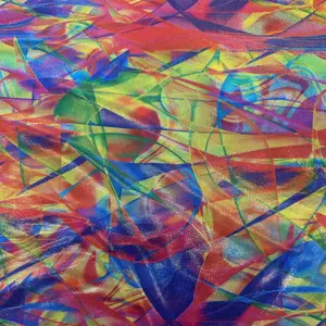 Spandex Palace Radiant Polka Dot Rainbow Holographic Polyester-Stretch Dressmaking Fabric, Glam for Dance, Cosplay, Sports Activewear