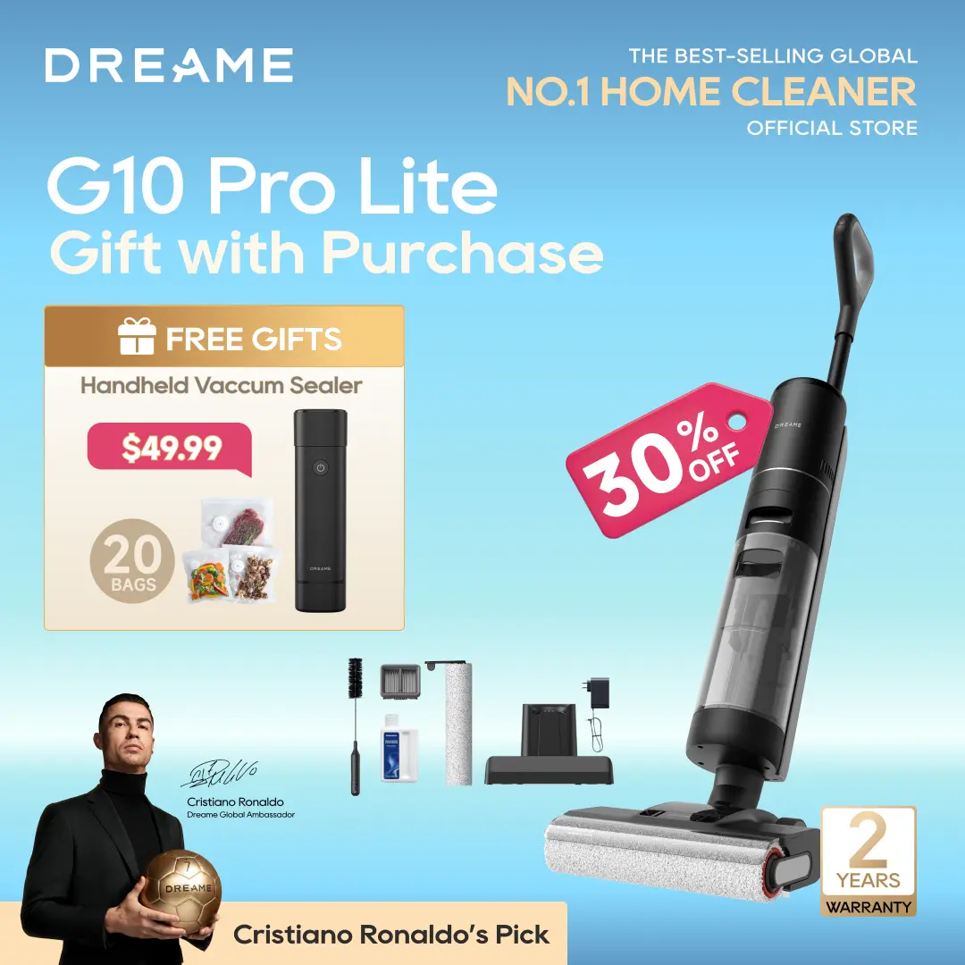 【Gift With Purchase】DREAME G10 Pro Lite Wet Dry Vacuum Cleaner, Cordless Vacuum Mop All in One with Auto Self-Cleaning, Cordless Floor Cleaner Machine for Hard Floors, Edge Cleaning Wet Dry Vacuum