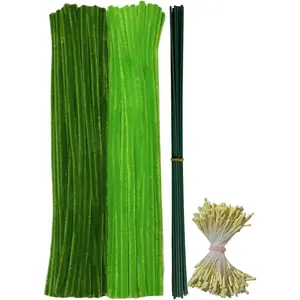 200 count Green Pipe Cleaners Bulk - Flower Stamens, Leaves, and Stems for Crafting Realistic   with Pipe Cleaners (12 x 0.24 inches)
