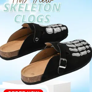 2025 Trendy Skeleton Clogs – Non-Slip Cork Footbed, Closed-Toe Sandals & Breathable Slippers for Men & Women, Stylish & Comfortable for Outdoor Wear