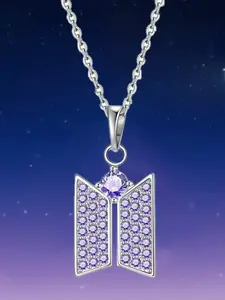 KPop Light Stick Pendant Necklace – Full Diamond Butterfly Necklace, Earring, Fan Support Jewelry, ARMY Inspired Choker, Cute Collarbone Chain Gift, Gifts for girl and lady(Gift Box Packaging)