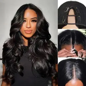 Recool Hair Yaki Loose Body Burmese Curly Yaki Straight V Part Wig Invisible Drawstring Human Hair Wig 180% 250% Density Real Scalp No Leave Out Glueless Wig High-Quality 100% Human Hair Beginner Friendly