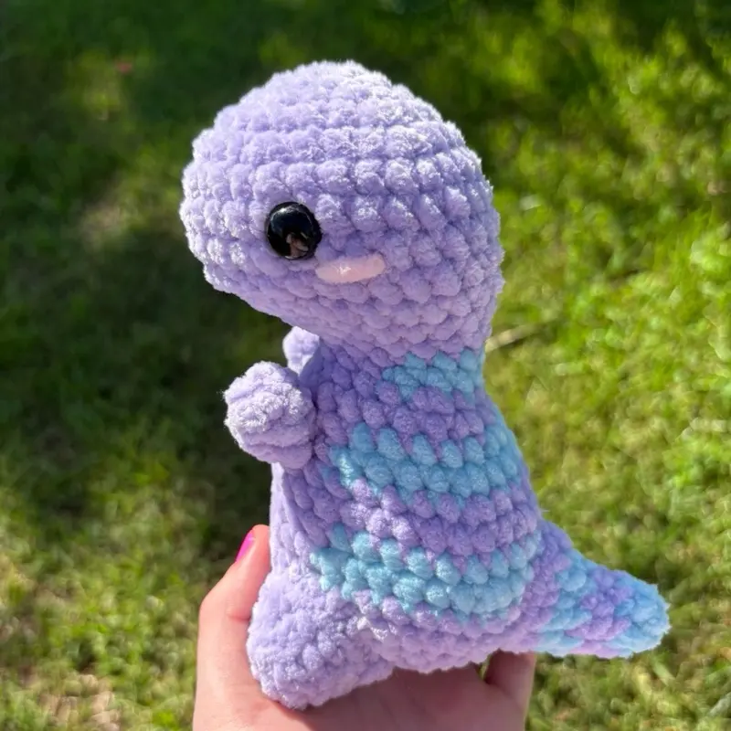 Handmade Dinosaur Crochet Plushie - Collectible Kawaii Entertainment Toy, Handmade Gifts for Collectors