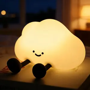 Cloud Shaped Night Light, One Cloud Silicone Night Lamp,USB Rechargeable 3 Level Dimmable Silicone Night Light, Decorative Lamp, Funny Office Desk and Bedroom Decor, Birthday Gift, Ambient Decoration Lamp