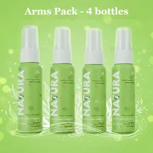 Arms Pack (4 Bottles)  - Natura Natural Hair Inhibitor | Herbal Hair Regrowth Solution | Pain-Free, Plant-Based Formula for All Skin Types | Reduces Unwanted Arm Hair Naturally