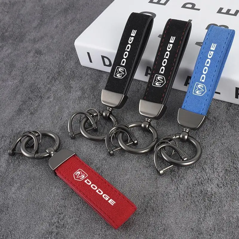 Suede Leather Keyring Man Women Luxury Car Keychain For Dodge SRT Durango Ram 1500 Charger Viper Challenger Keychain Accessories