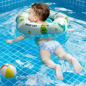 Inflatable Neck Ring Swim Buoyancy Aid, Baby Swimming Safety Life Vest, Newborn Bathing Float Circle with Pump Included