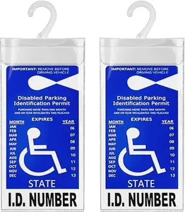 Handicap Placard Holder for Auto, Ultra Transparent Handicapped Placard Holder, Disabled Parking Permit Holder, Handicap Parking Placard Holder Sign Holder With Large Hanger (Thickened Type Set of 2)