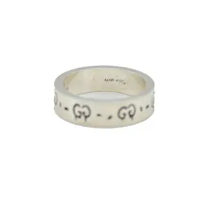 Pre-owned Gucci Sterling Silver Narrow GucciGhost Hamlet Skull Ring 19 CONSIGNMENT