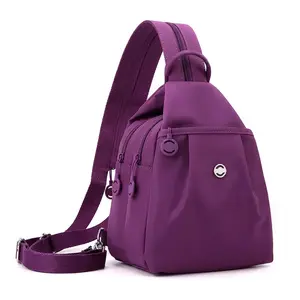 【Mother's Day Gifts】Fashion Oxford Cloth Casual Backpack Messenger Bag Chest Bag with Side Pouch Adjustable Strap Zipper Pocket Inner Patch Pocket 30x21x14cm