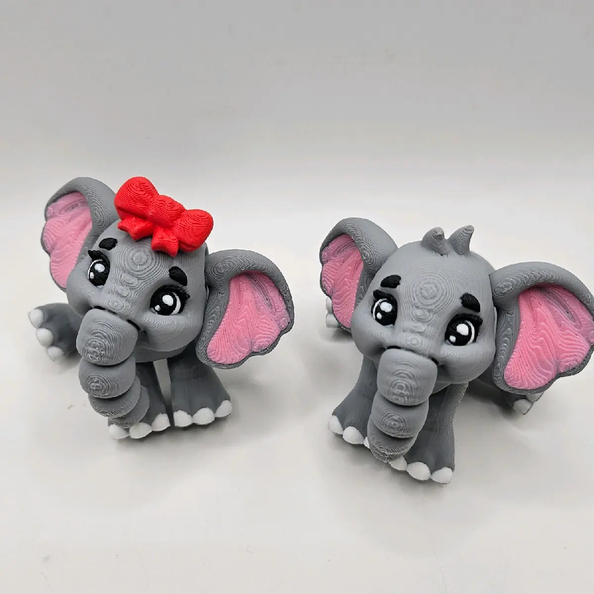 Large Land Animal Figurines - Decorative Animal Figures with Red Bow and Pink Ears, Ideal for Gifts and Collectibles desk figure Articulated 3D