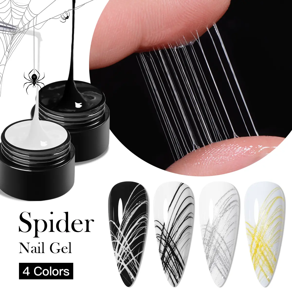 OsNailmall Spider Gel Nail Polish, Nail Gel Art, Summer Gold Silver Color Glitter, Semi Permanent Soak off UV LED Manicure Gel for Nails Feet & Hands