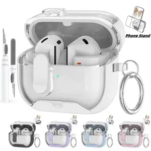 Secure Lock Case for Samsung Galaxy Buds 3/3Pro Case with Phone Stand Protective Case with Cleaner Kit for Samsung Galaxy Buds 3