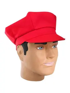 Red Retro Plumber-Inspired Hat, Halloween