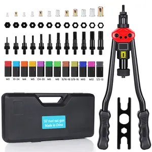 Flycity Rivet Nut Tool Kit, 16-Inch Rivnut Tool Kit with 12 Metric and SAE Mandrels, 176Pcs Rivet nut Assortment Kit, Designed ffor Labour Saving