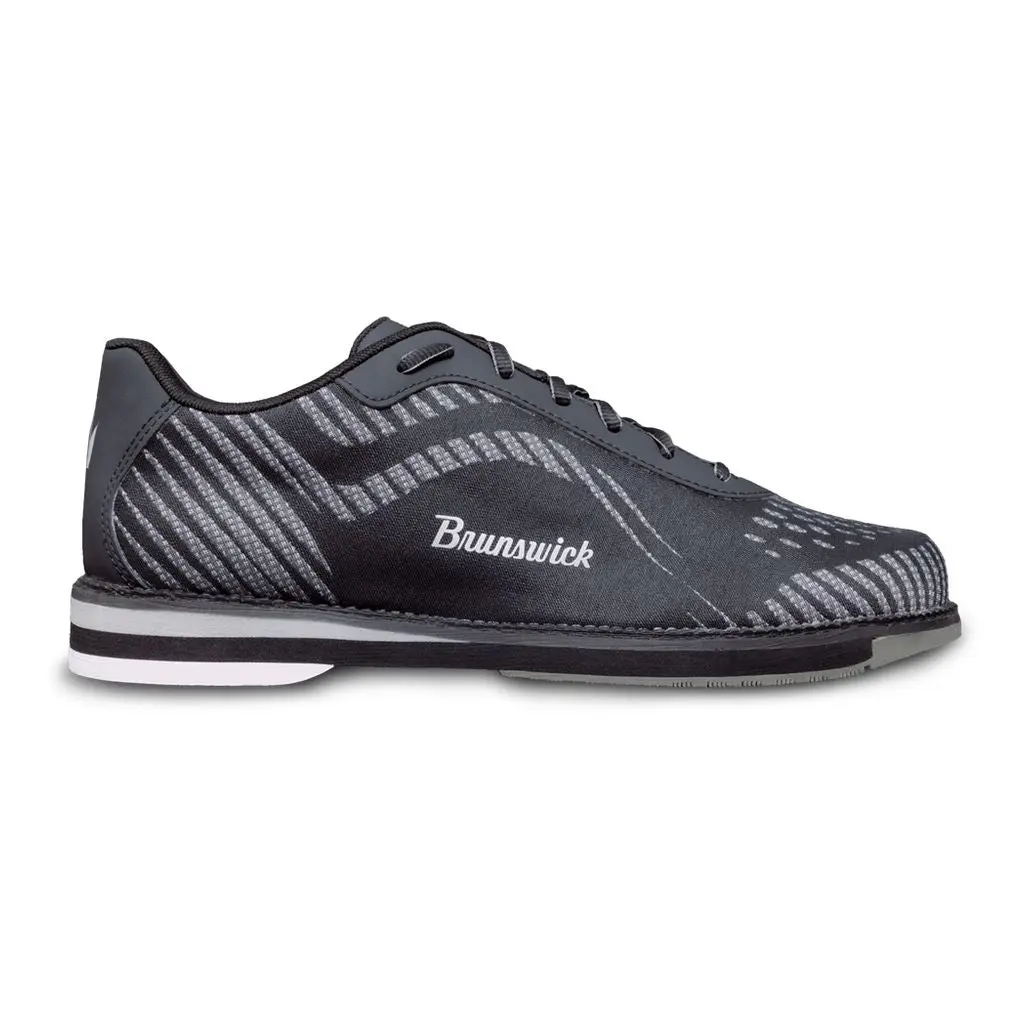 Brunswick Command Men's Right Hand Bowling Shoes with Interchangeable Slide Soles, Lightweight, Durable, and Breathable Nylon Upper, Black/Grey