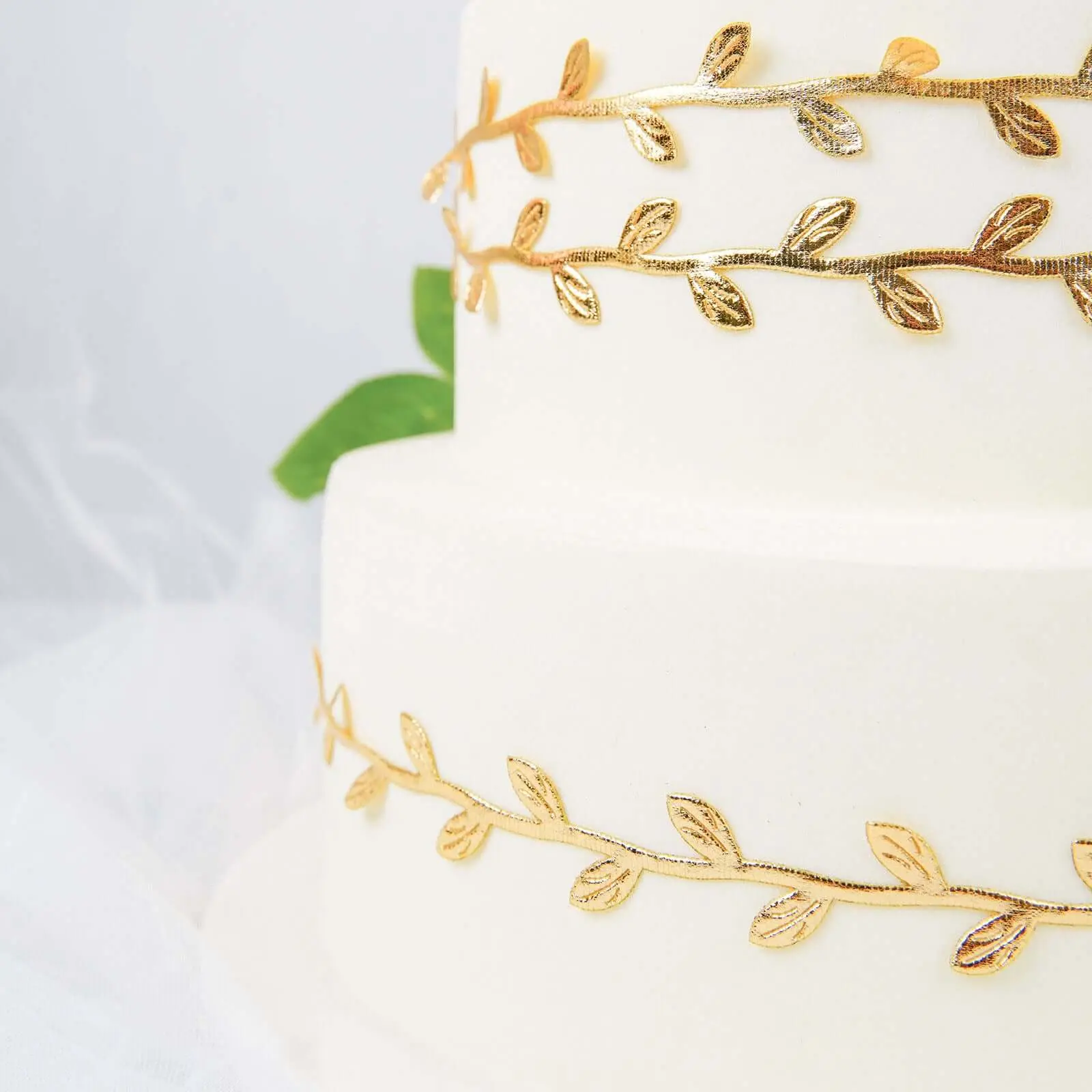 Olive Gold Leaf Ribbon Trim, Artificial Vines Leaf Garland For DIY Craft Party Wedding Home Decor 67ft
