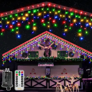 Icicle Lights for Outside 400LED 32FT, Multicolor Christmas Light with Remote 8Modes Timers Waterproof, Plug in Connectable Hanging Lights for Outdoor Indoor House Roof Holiday