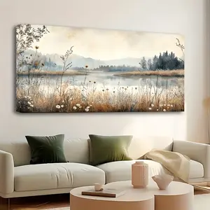1.5 Inch Wooden Frame Vintage Autumn Watercolor Countryside Landscape Canvas Wall Decoration Art for Living Room and Bedroom Decoration - Artistic Ornaments Photo