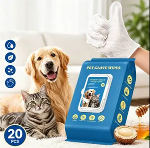 Pet Grooming Glove Wipes for Dogs & Cats, No-Rinse Cleaning Mitts, Deodorizing & Gentle Pet Bath Wipes for Daily Cleaning