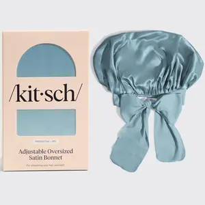 Kitsch Adjustable Oversized Satin Bonnet- Haze Blue