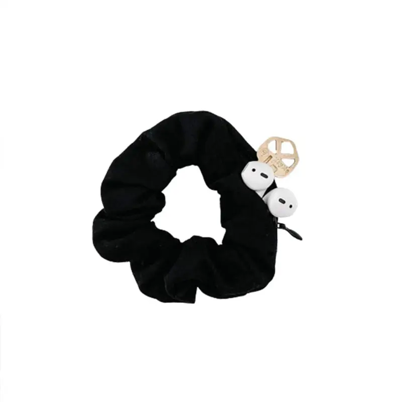 【Clearance Sale】4/8/12/20 piece velvet headband, suitable for girls and ladies, original hidden pocket elastic band zipper pocket storage, accessories, small items, keys, money - black