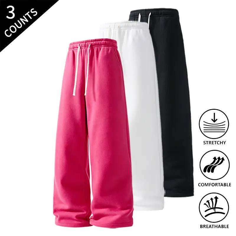 3-Pack Summer Vibes Men’s Loose Fit Baggy Sweatpants, Drawstring Elastic Waist, Comfortable Stretch Breathable Casual Pants for Men