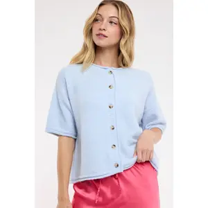 Drop Shoulder Button Up Cardigan