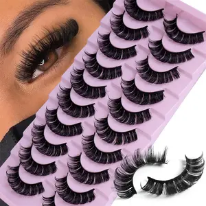 10Pairs Russian Strip Lashes DD Curl Lashes Faux Mink Lashes 3D Mink Eyelashes Reusable Fluffy False Lashes russian extensions, False Eyelashes Kit