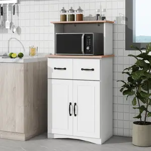 Kitchen Pantry Storage Cabinet with Doors and Drawers, Storage Cabinet with Microwave Stand, Coffee Bar Hutch Cupboard Cabinet for Kitchen/Dining Room/Living Room