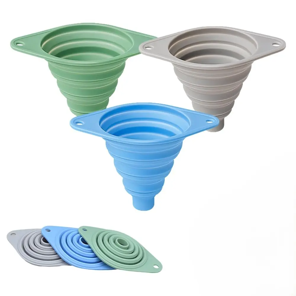 Kitchen Funnel Set 3 Pack, Collapsible Silicone Funnels for Filling Water Bottles & Small Bottles | Food-Grade, Easy Clean & Space-Saving (Mix Colors)