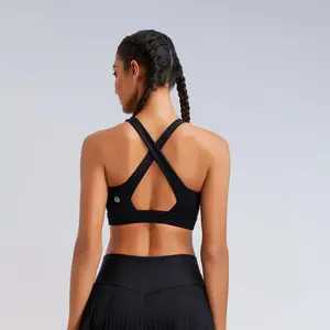 RUNNING GIRL High Impact Sports Bras for Women, High Support Running Strappy Women's Sports Bra with Sewn in Pads Lightweight Activewear summerwins Sporty Bra Workout Bras
