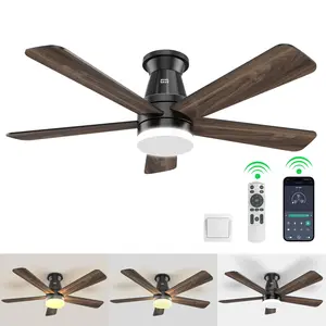 Minthouz Ceiling Fans with Lights, TCL 42 inch Low Profile Ceiling Fan with APP/Remote Control, 3000K-6000K Dimmable LED, 6 Wind Speeds, Quiet Reversible Motor, Flush Mount, 5CCT, for Indoor Use