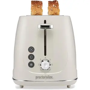 2 Slice Toaster Bagel Defrost Cancel Buttons 7 Shade Browning Control Auto Shutoff Slide-Out Crumb Tray Oat White