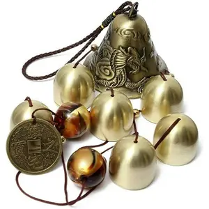 1pc Lucky Wind Chimes Fengshui Bell Copper Alloy Dragon Bell 6 Bells Hanging Wind Bell for Home Garden Hanging Good Luck Blessing