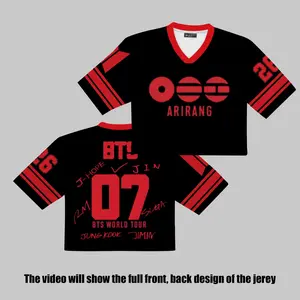 Arirang 2026 Crop Jersey for Women, Mesh JungK00k World Tour Be Back Jersey for Girl