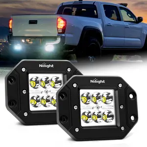 Nilight Dual Pack 18W Power Output Spot LED Work Lights, Vehicle Accessories, Flush Mount Off-Road Compatible Driving Lights for Jeep, Truck Bumper