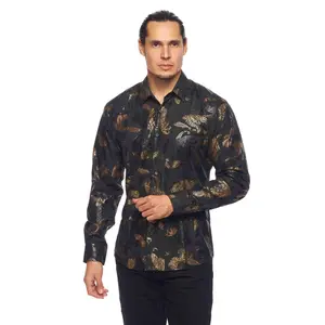 Mens Luxury Brand Printed Silk Like Shirts-HLS2002L-527