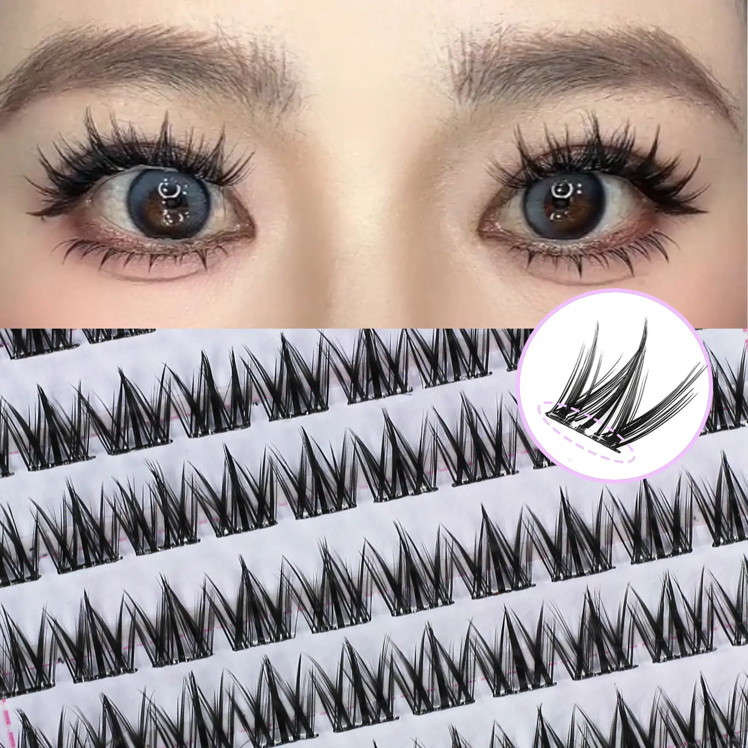 100pcs Self-Adhesive False Eyelashes, Natural C Curl, Dense Patch, Recyclable, Mixed Length, Easy for Beginners, Dog Series, Cosmetic, Eyelash Extensions, Beginner Friendly Lashes
